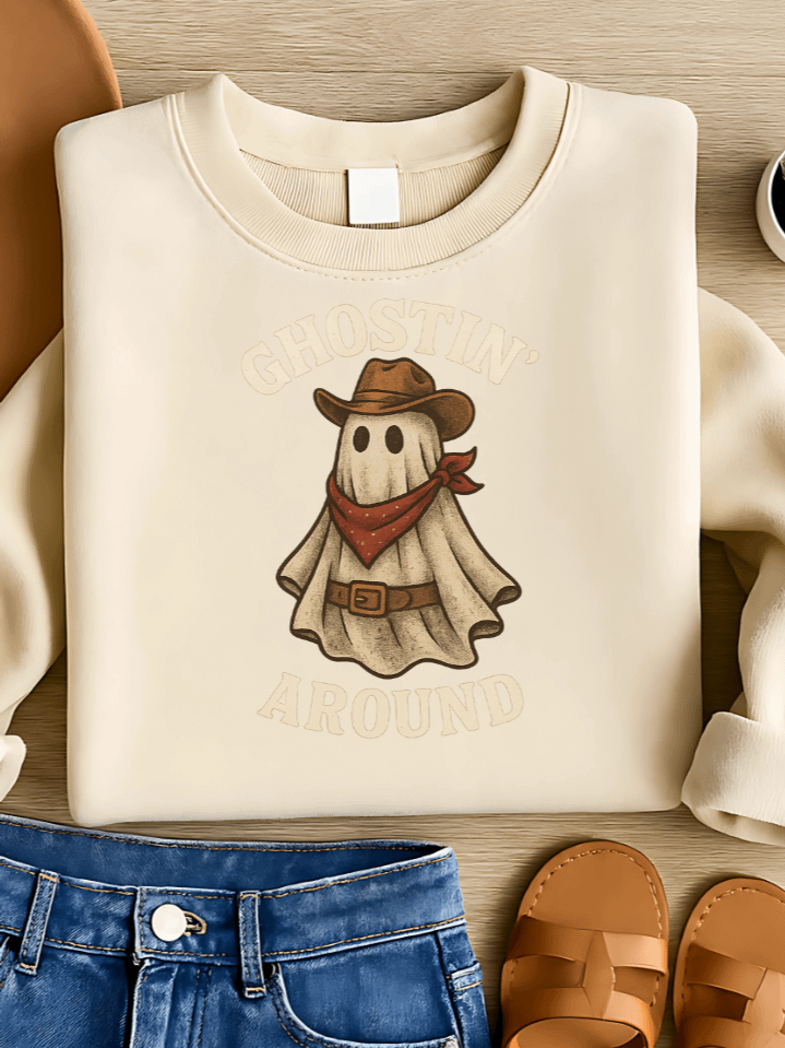Ghostin’ Around Cowboy Sublimation PNG – Western Halloween Clipart for T-Shirts – Cowboy Ghost Theme – 300 DPI Instant Digital Download product image (1)