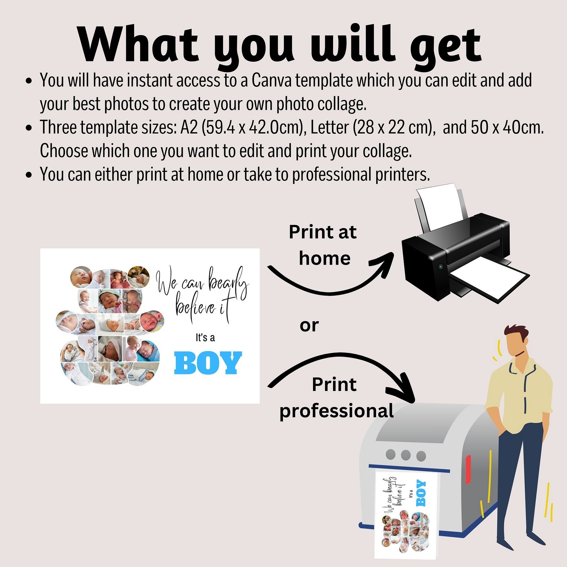 Newborn Baby (Girl/Boy) Photo Collage Canva Template product image (2)