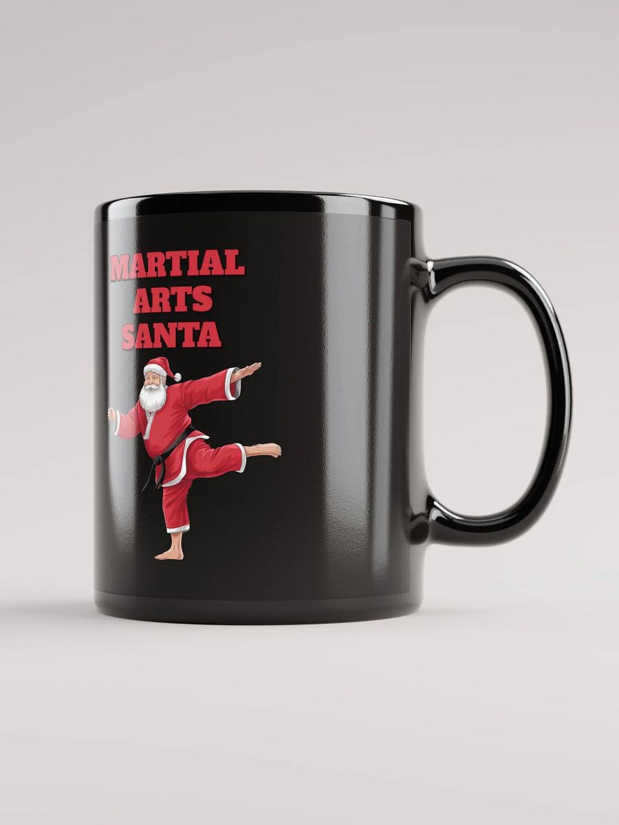 Martial Arts Santa - Funny Christmas Black Mug product image (2)