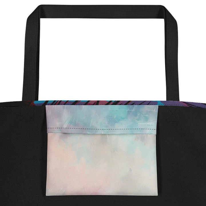 Tote Bag: Tropical Beach Sunset Swaying Palm Tree Leaves Ocean Waves Seascape Design product image (2)