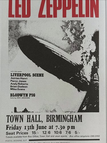 Time Machine time….
Setting the coordinates to Friday 13th June 1969
Location Birmingham Town Hall 7.30pm
You will need 6p fo...