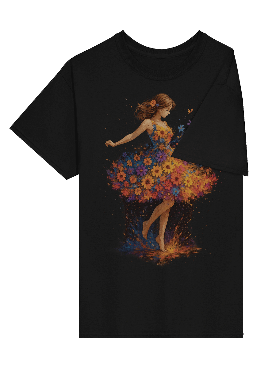 Floral Dance T-Shirt – Vibrant Whimsical Flower Dress Art product image (18)