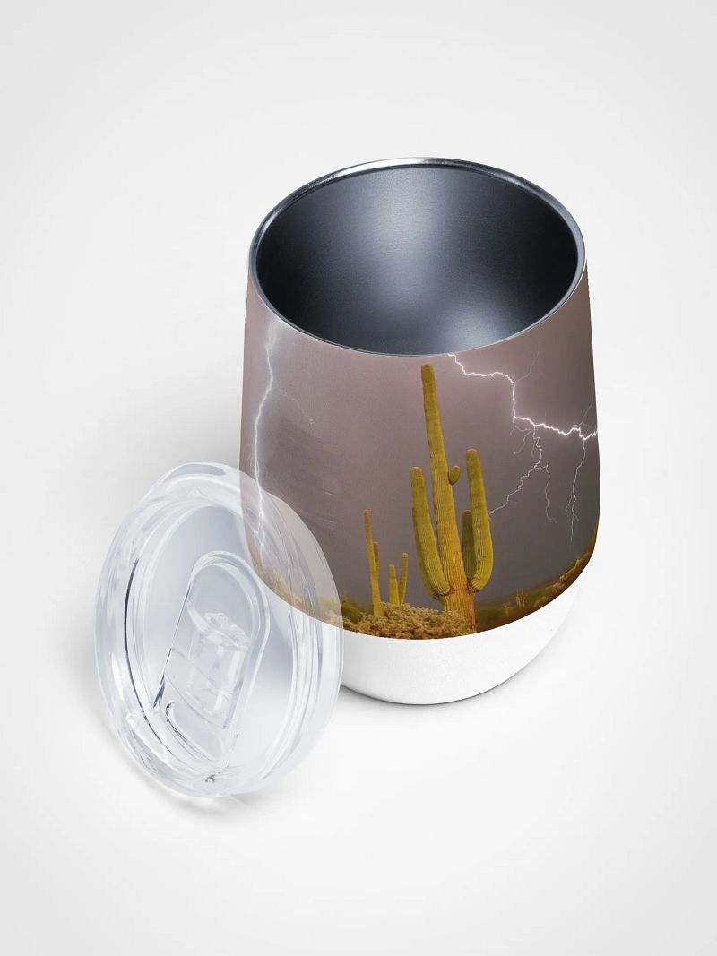 Saguaro and Lightning Wine Tumbler