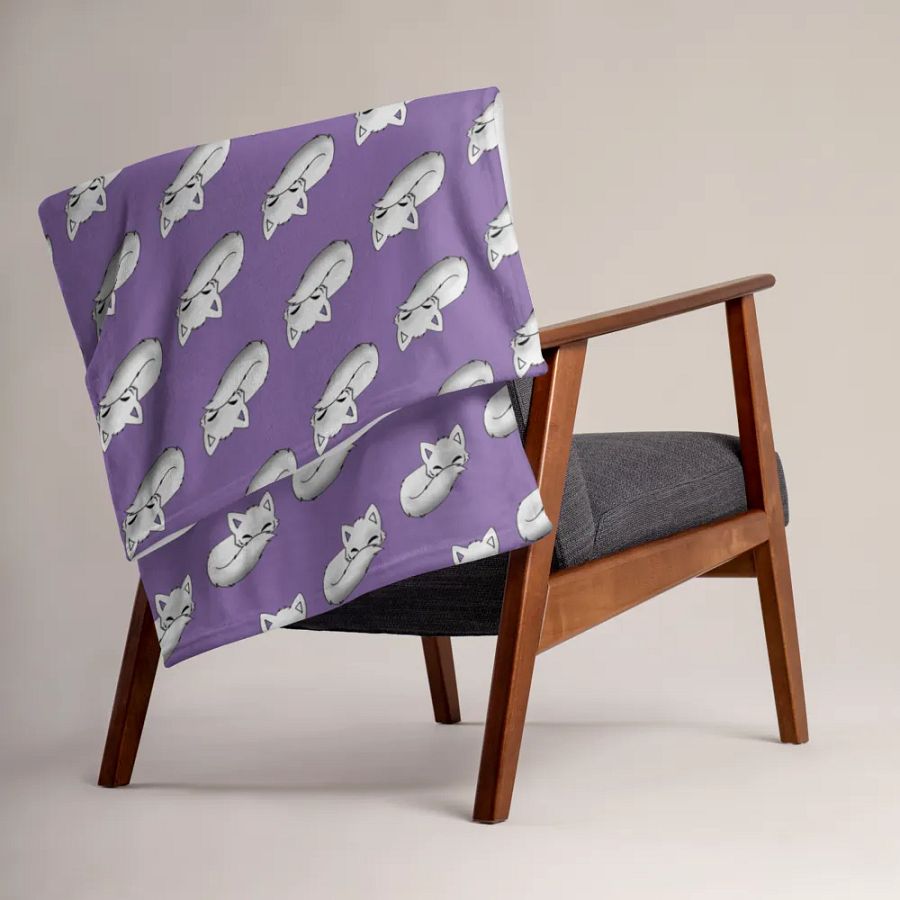 Sleepy Fox Throw Blanket with Purple Background product image (3)