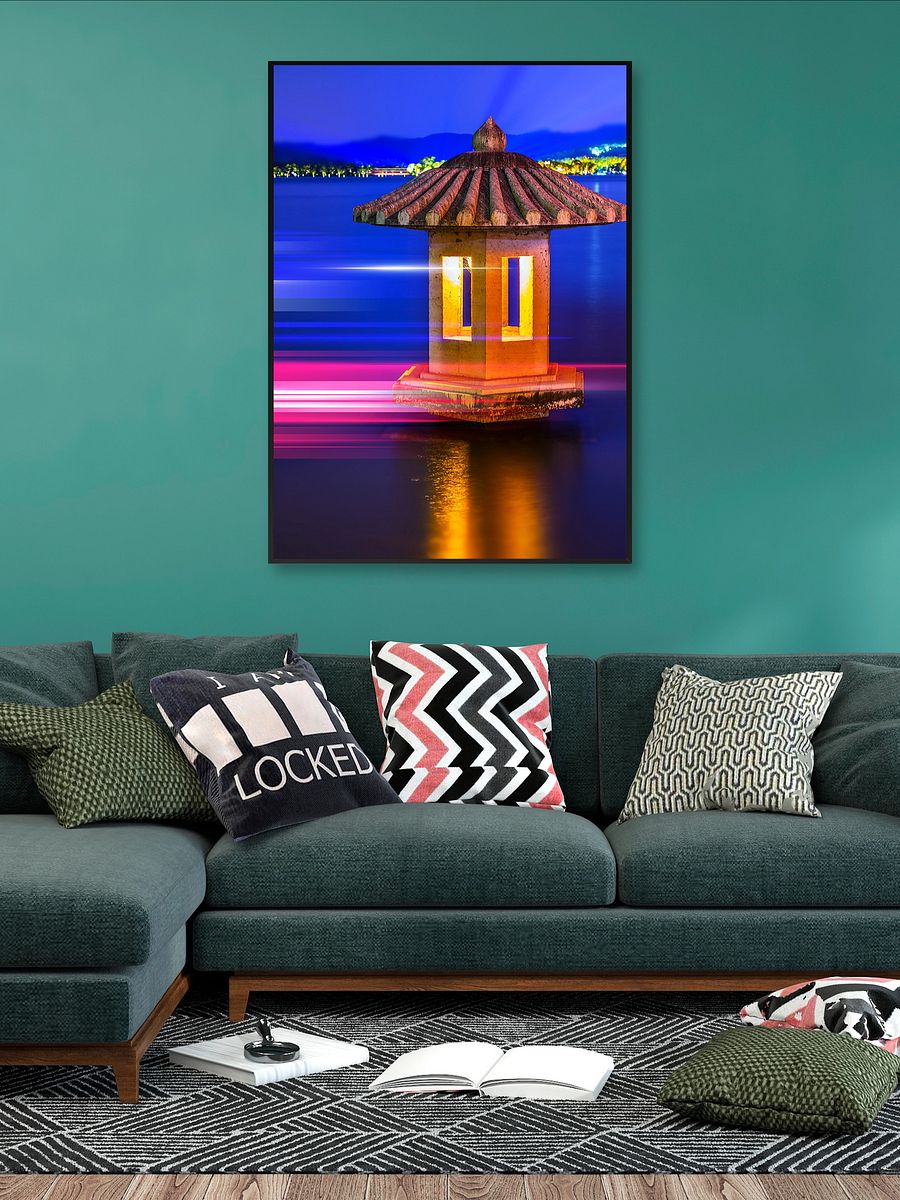 Neon city: China, pagoda (synthwave/vaporwave/retrowave/cyberpunk) — aesthetic poster product image (2)