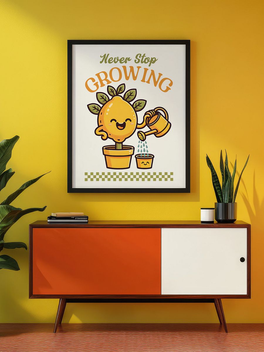 Never Stop Growing Lemon Tree Mascot Inspirational Retro Art Print product image (6)