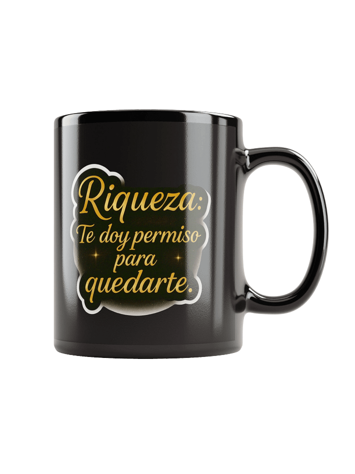 Taza Negra Brillante con Afirmación de Riqueza product image (1)