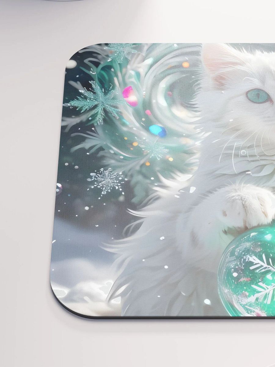 White Kitten with Snowflake Ornament Mouse Pad product image (7)
