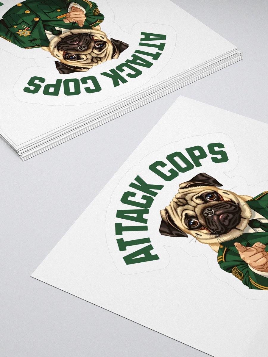 "Attack Cops Go to Jail" stickers - green ink product image (4)