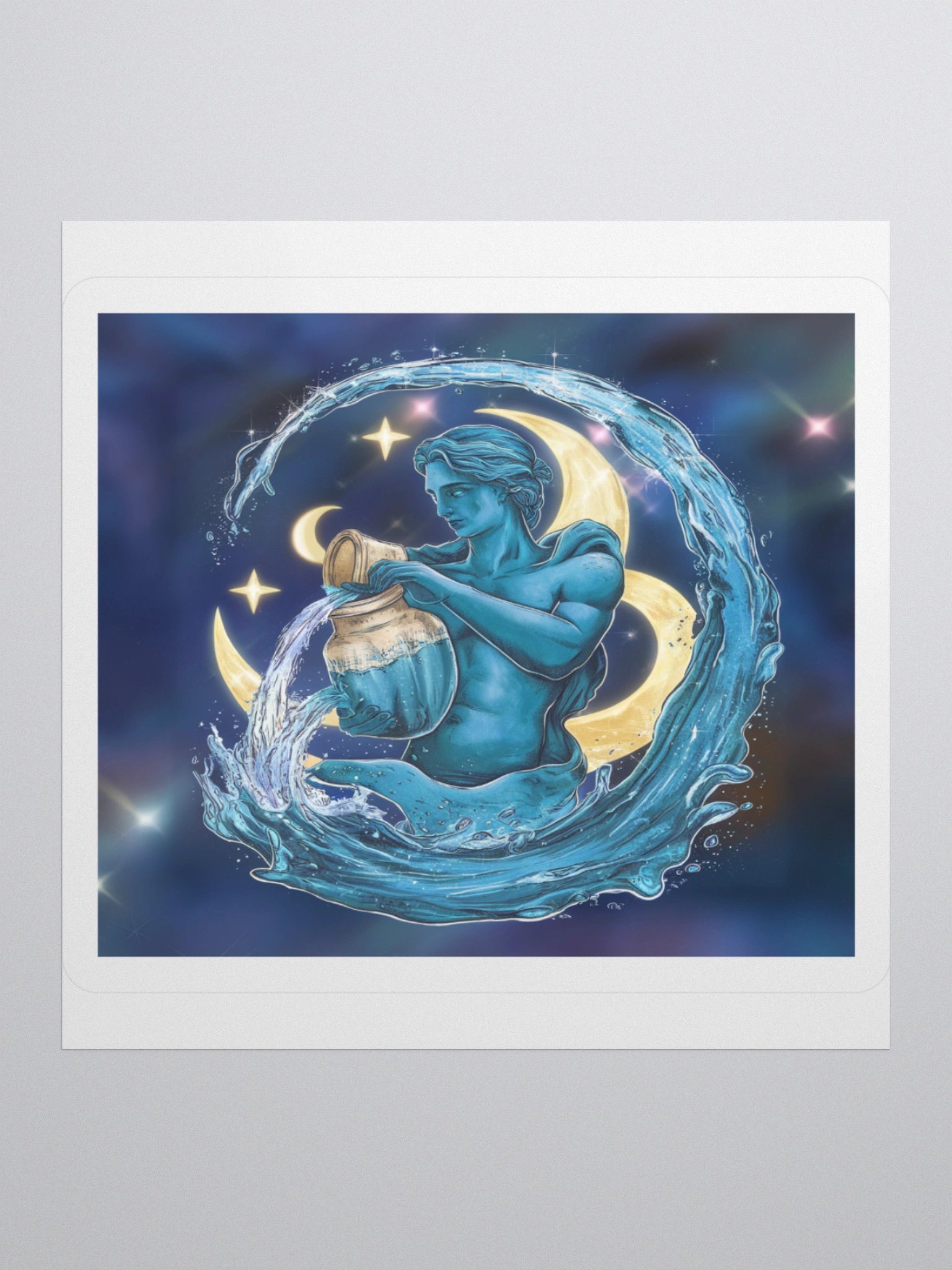 Aquarius Celestial Water-Bearer Vinyl Sticker - Exclusive Zodiac Art product image (1)