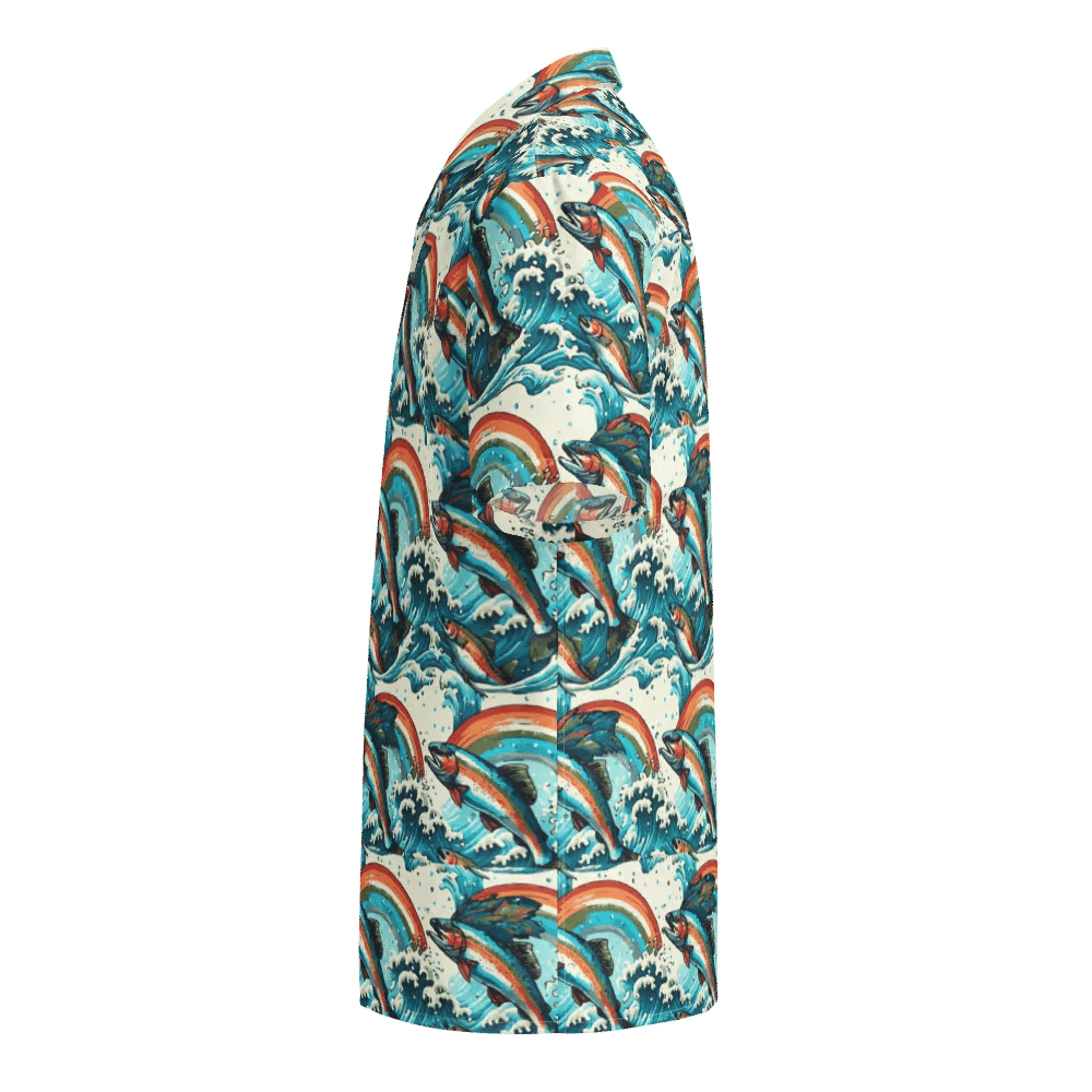 Hawaiian Style Shirt, Button Up, Unisex, Rainbows and Fish product image (4)
