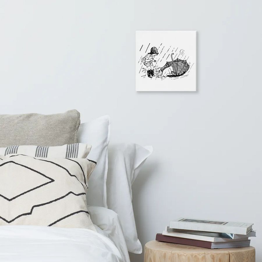 Christopher Robin and Pooh in the Rain Canvas Artwork product image (6)