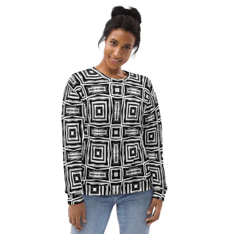 Abstract Monochrome Repeating Pattern Unisex All Over Print Sweatshirt product image (20)
