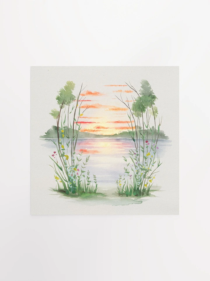 Reflective Waters Sunset Watercolor - Poster product image (1)