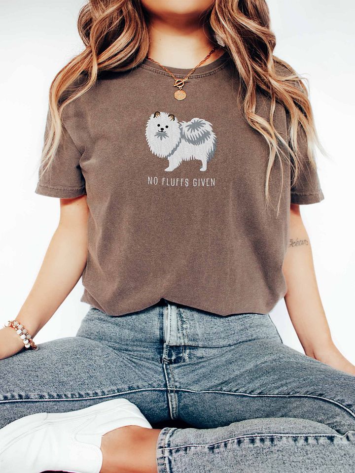 No Fluffs Given T-Shirt(Embroidered) of a Pomeranian(White) product image (2)