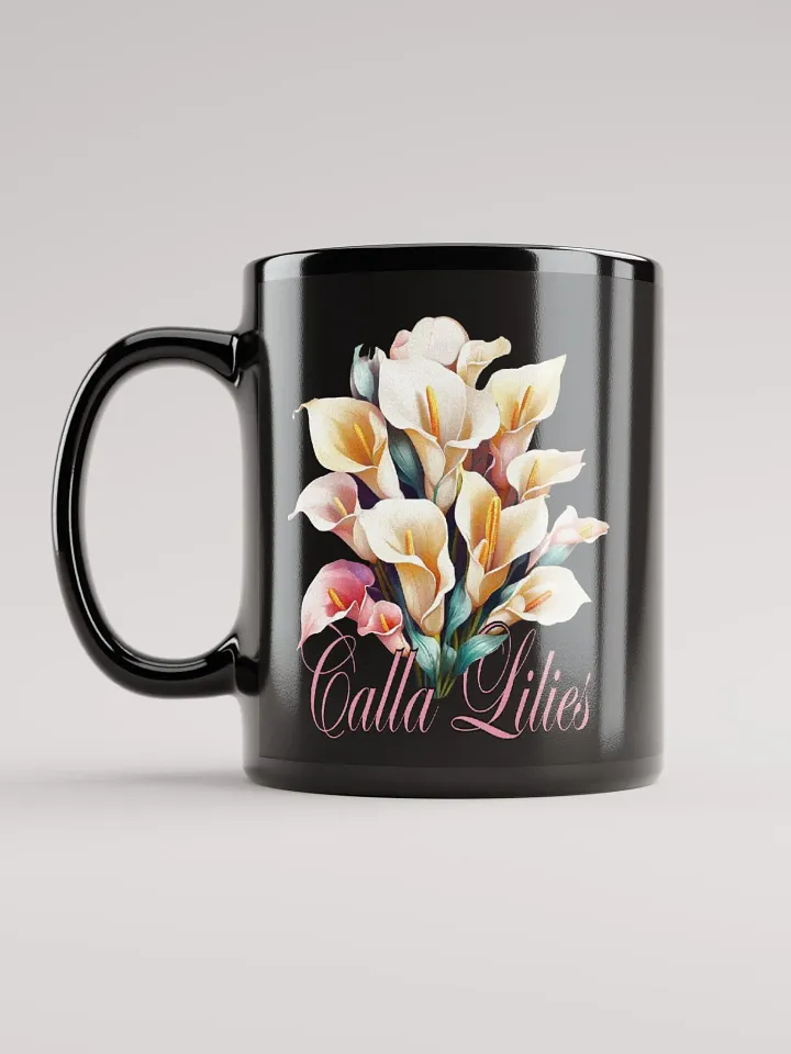 Floral Graphic | Black Coffee Mug | Calla Lilies product image (1)
