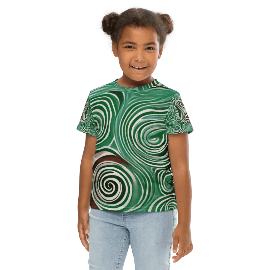 Funky Cool Green Liquid Tie-Dye Kid's and Toddler's Crew Neck T-shirt product image (6)