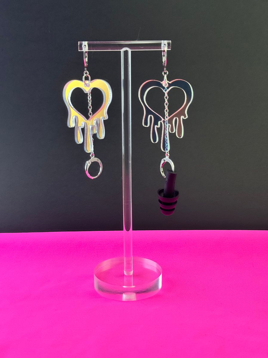 Drippy Heart Acrylic Bass Busterz Earplug Earrings product image (1)