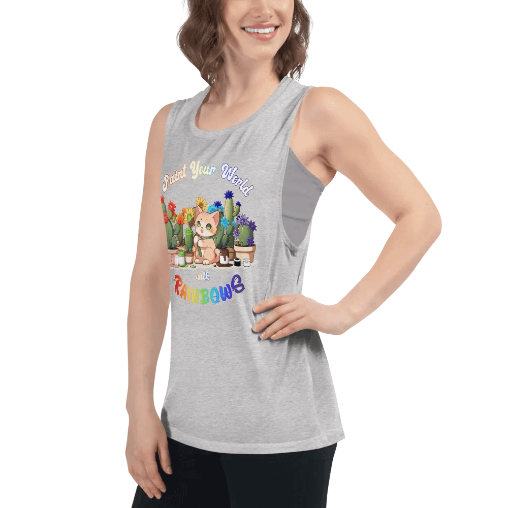 Rainbow Kitten Artist Flowy Muscle Tank product image (7)