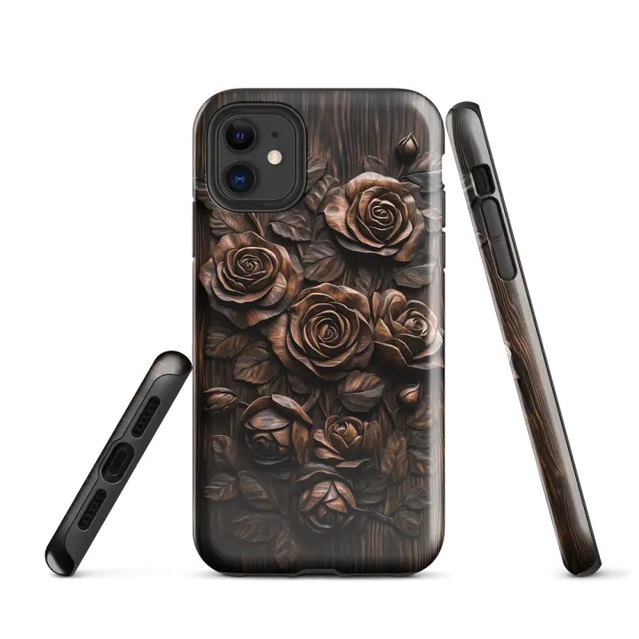 Dark Roses Wood Carving Effect - Tough Phone Case product image (1)