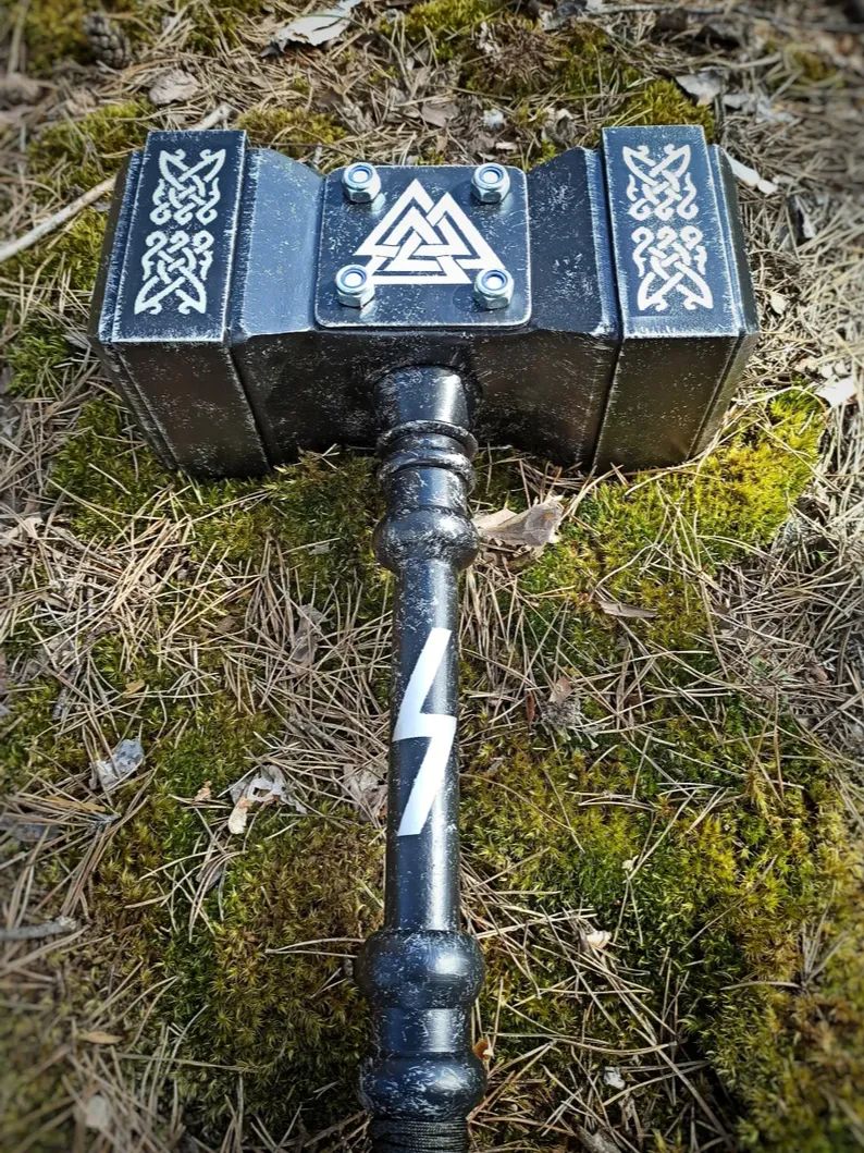 Sledgehammer "Monster Valknut" Crossfit Mjolnir War Hammer Nordic Odin Thor Gift Battle Ready Warhammer Fathers Day Gift Personalized hammer product image (5)