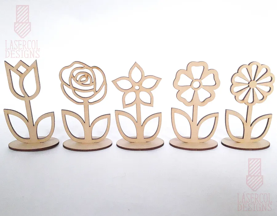 Flowers - Set 1 - (Two Sizes, Five Styles) - Laser Cut Files product image (9)