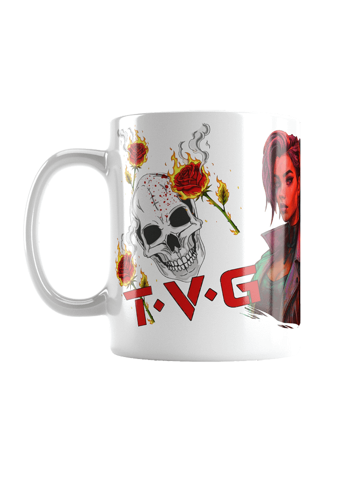 Twisted Virus Gaming - Anime Girl, Skull n Fire Rose Mug product image (1)