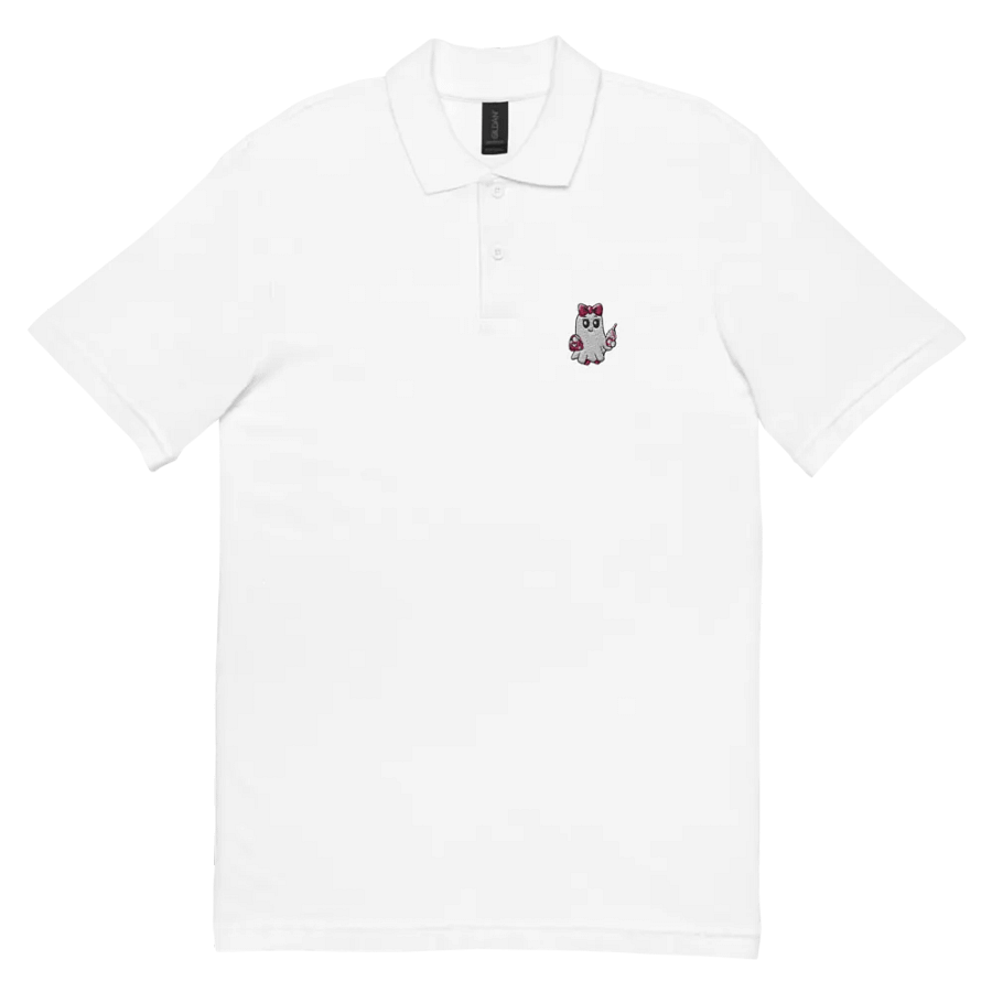 Cute Ghost Embroidered Relaxed Fit Cotton Polo Shirt product image (1)