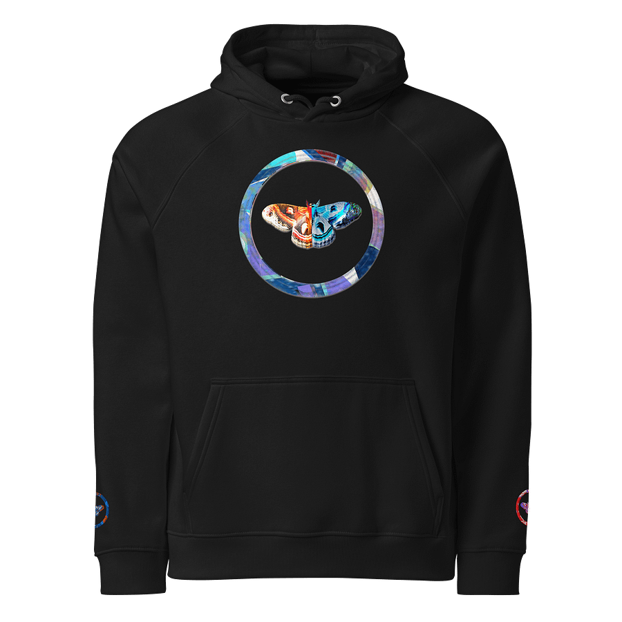 Moth SOL'S Eco Raglan Hoodie (Front Patch) with Embroidered Sleeves product image (1)