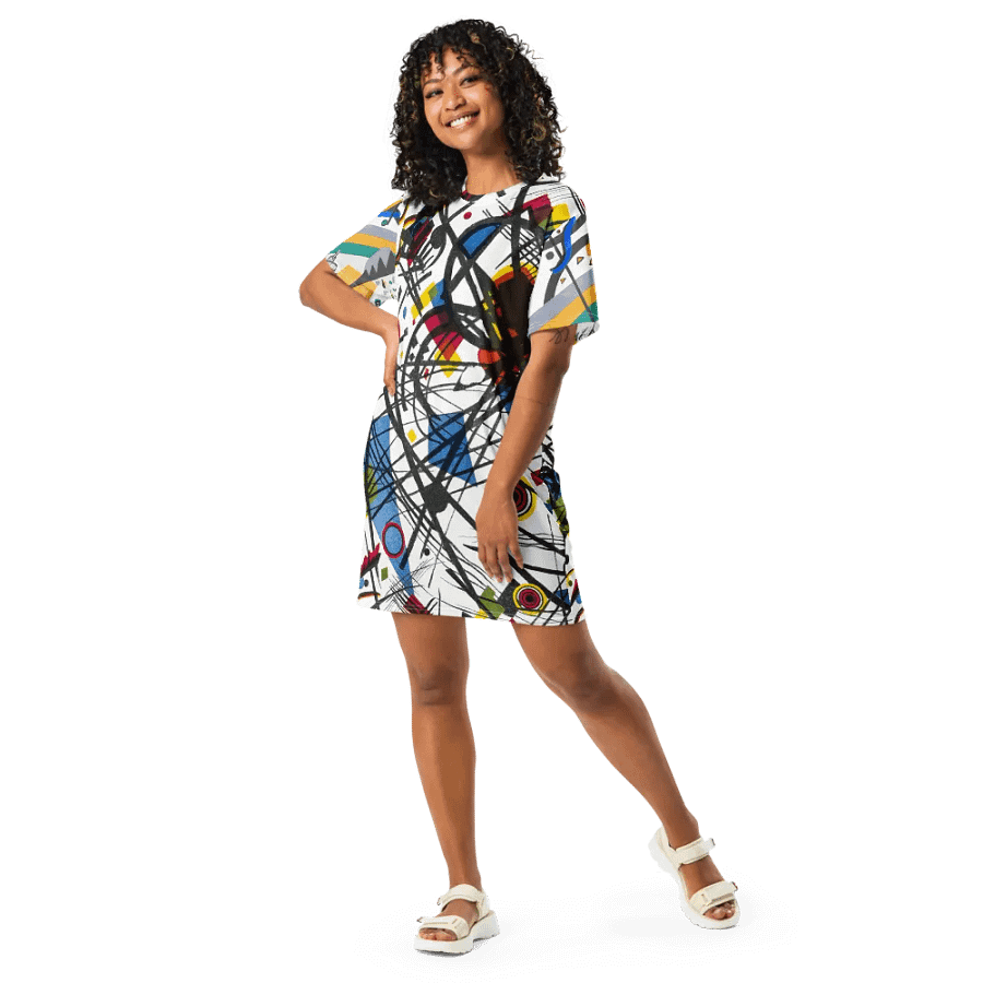 Abstract Lithographic Pattern Design T-shirt Dress - v3 product image (7)