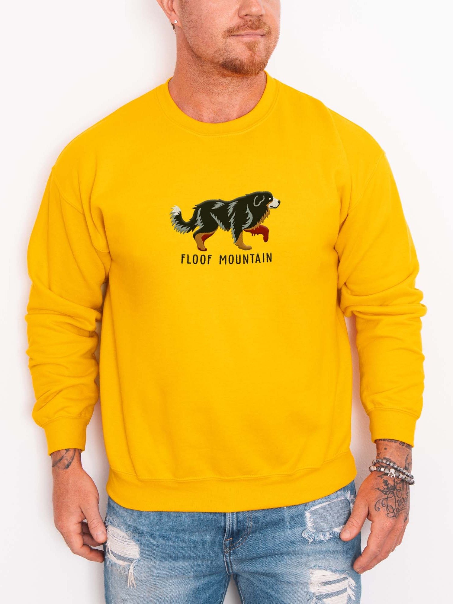 Floof Mountain Sweatshirt (Embroidered) of a Great Pyrenees(Black & Tan) product image (2)
