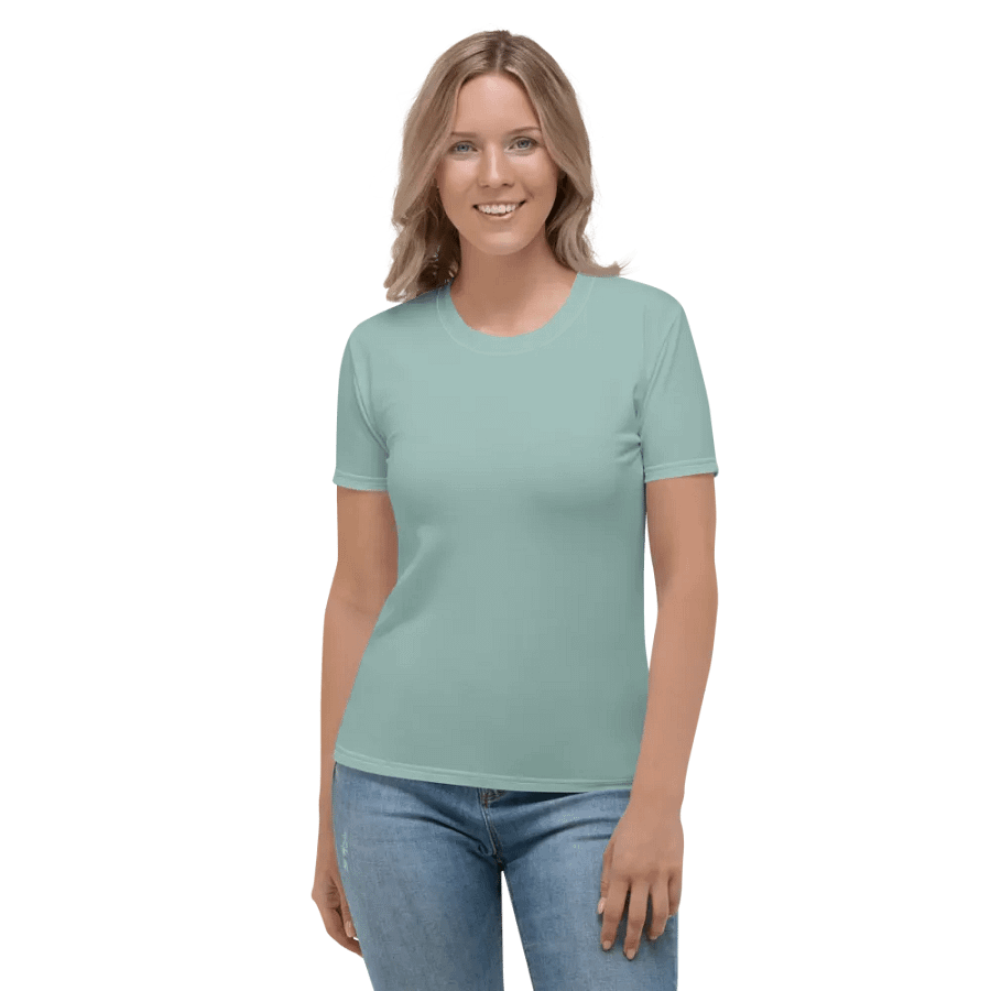 Plain Light Teal Green Soft Summer Women's Crewneck Polyester Heavyweight Premium T-Shirt by Treasure Pie product image (3)