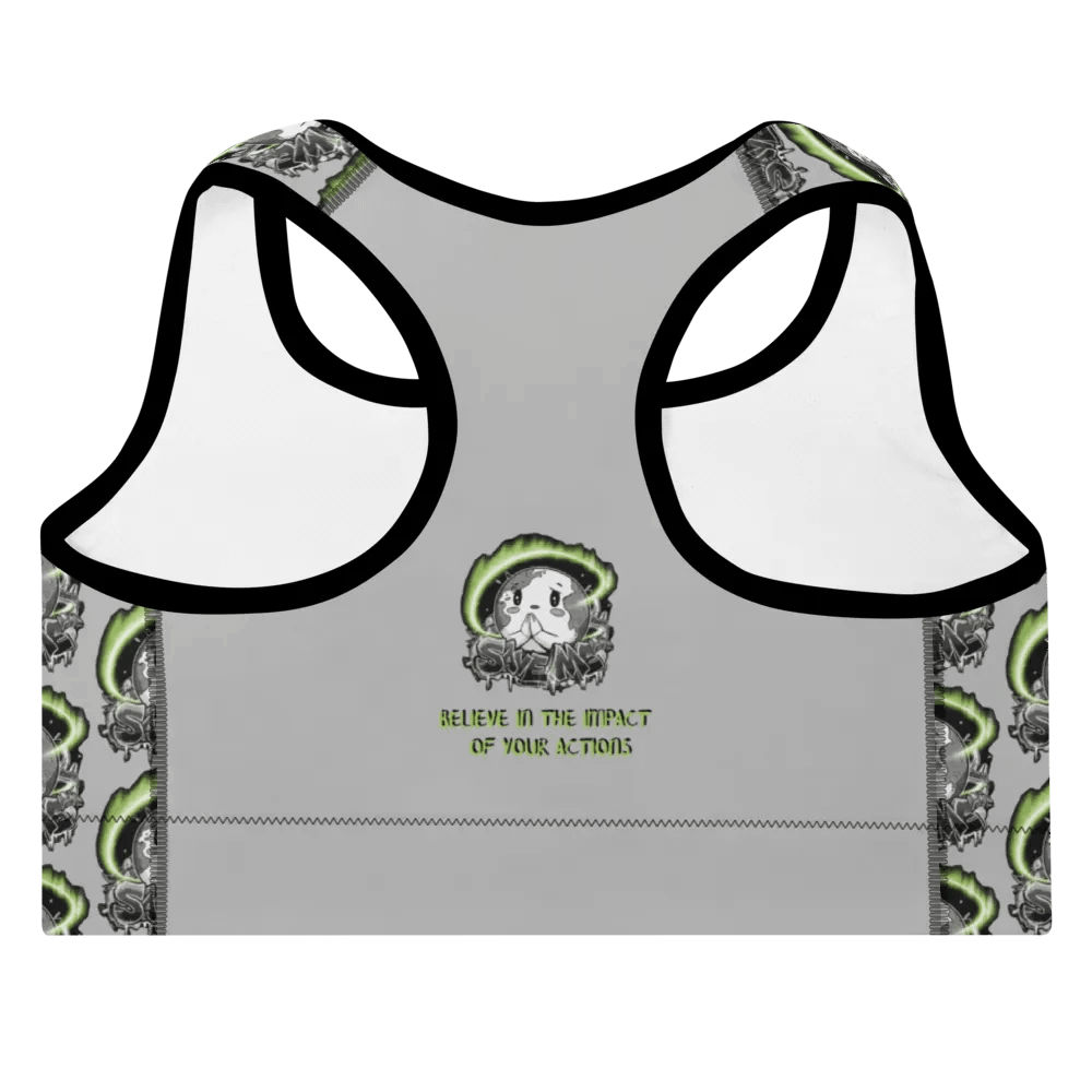 Save Me: A Plea from Planet Earth All-Over Print Padded Silver Sports Bra 🌍 product image (9)