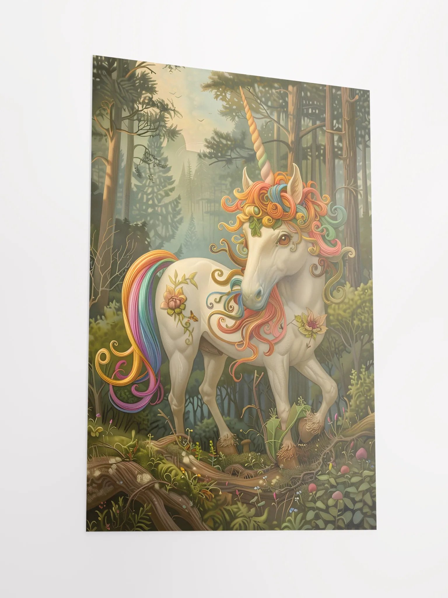 Majestic unicorn in enchanted forest with flowers product image (2)