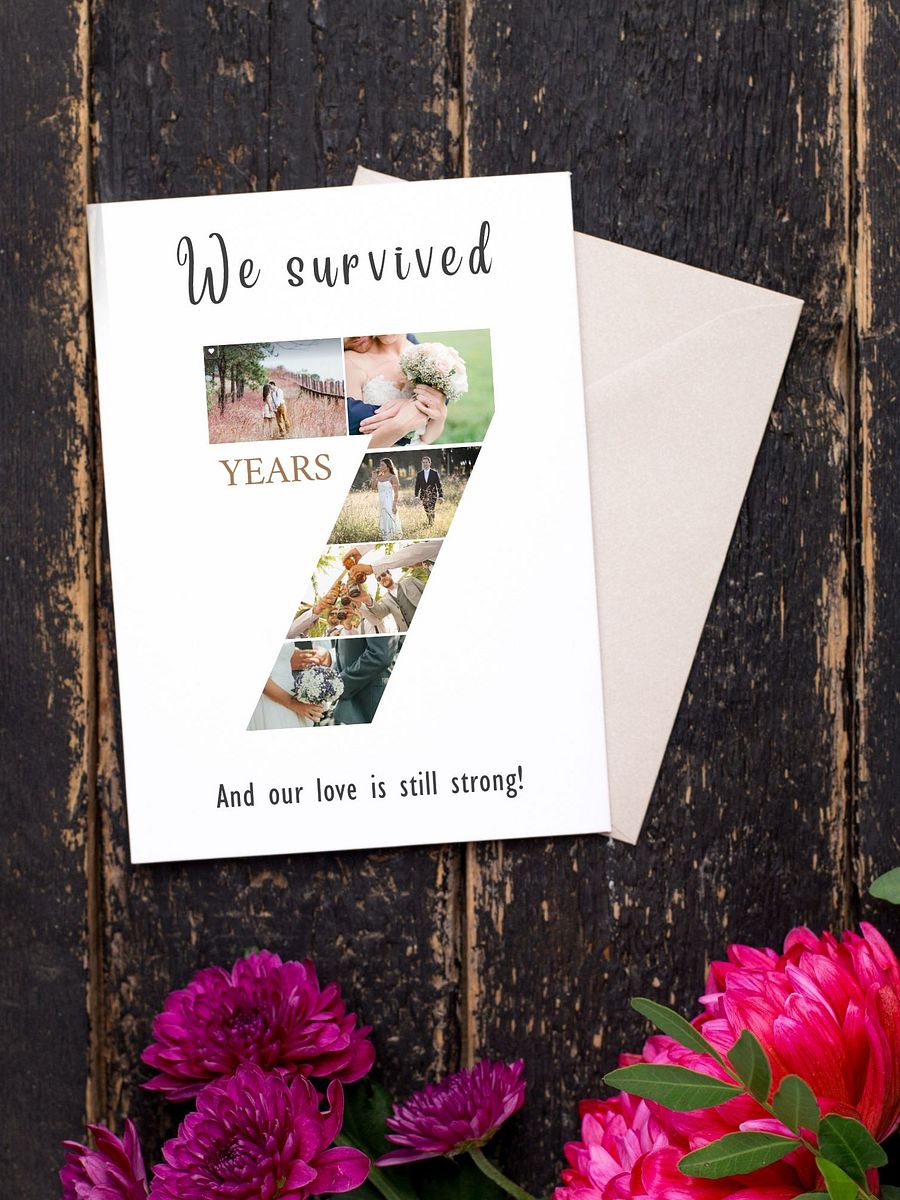 7 Year Anniversary Photo Card Editable Canva Template product image (3)