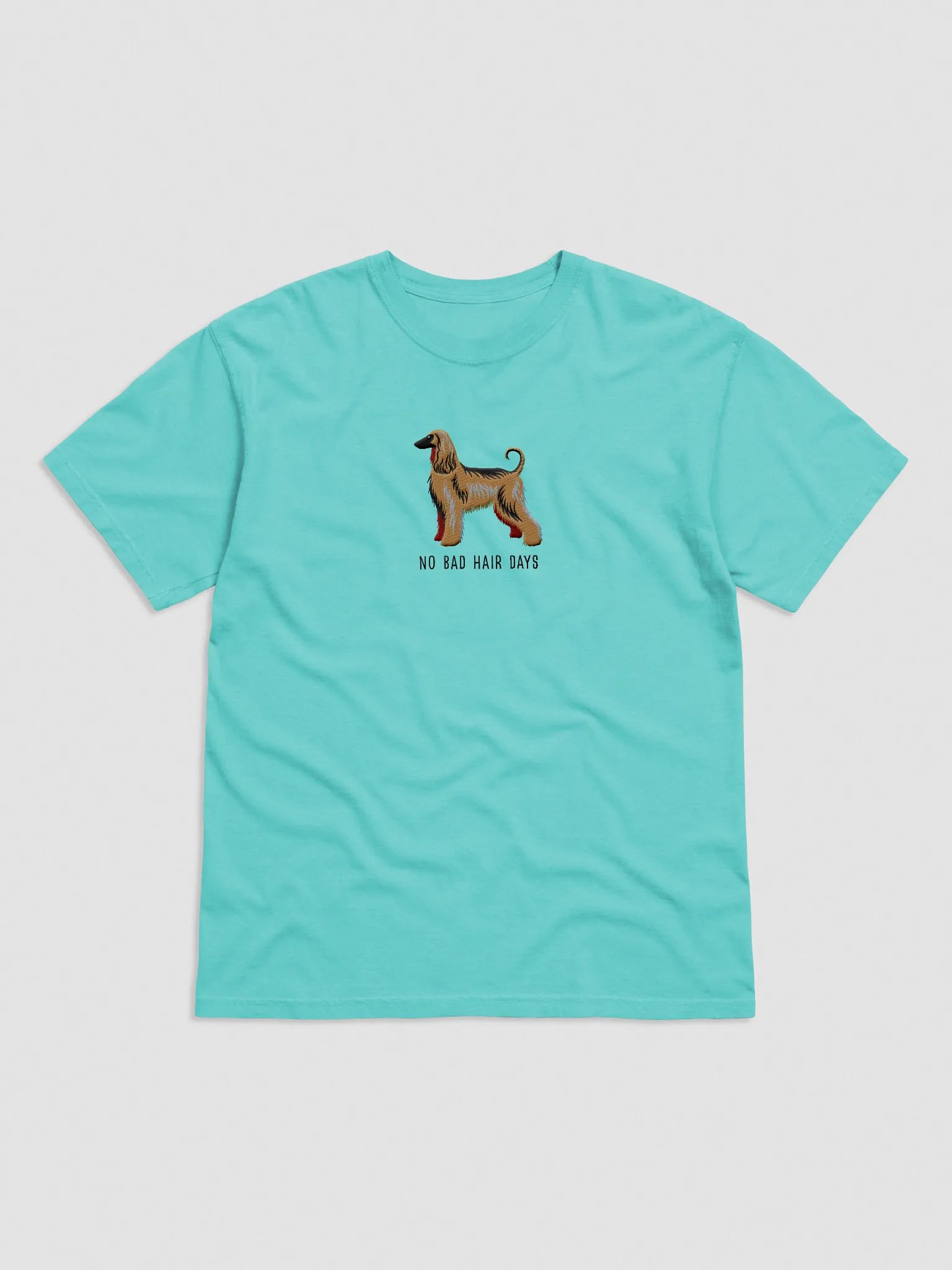 No Bad Hair Days T-Shirt(Embroidered) of an Afghan Hound(Black Mask) product image (4)