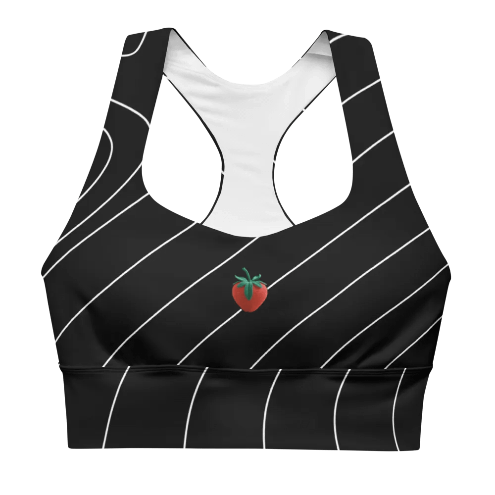 CozyAvocado Women's Black Recycled Longline Sports Bra Strawberry #2 product image (1)