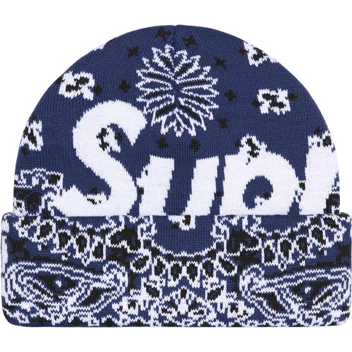 Supreme Navy Big Logo Bandana Beanie product image (1)