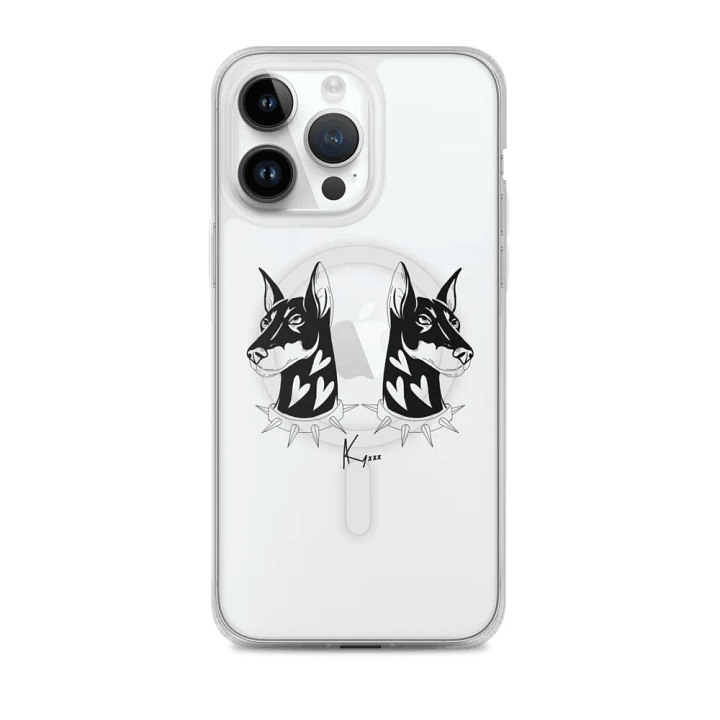 Doberman Twins w/ Signature Clear Phone Case product image (1)