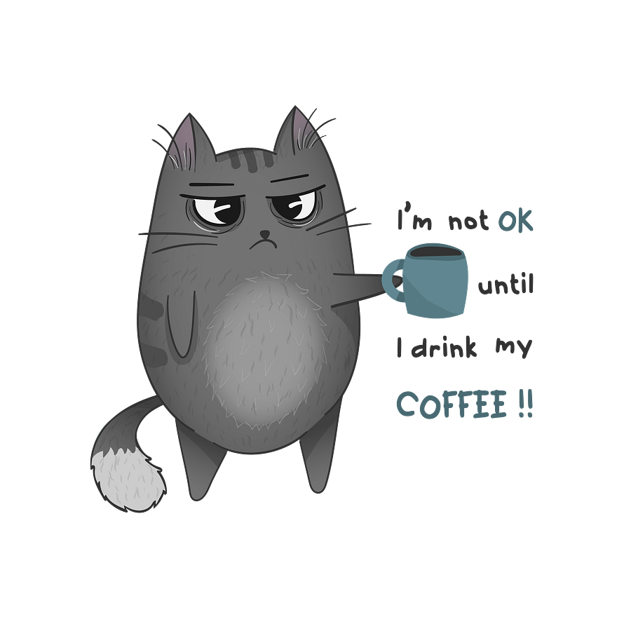 Cute gray cat with a cup of coffee product image (1)