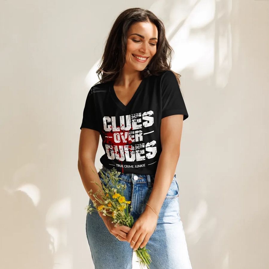 CrimeClothes Clues Over Dudes Relaxed V-Neck T-Shirt product image (11)