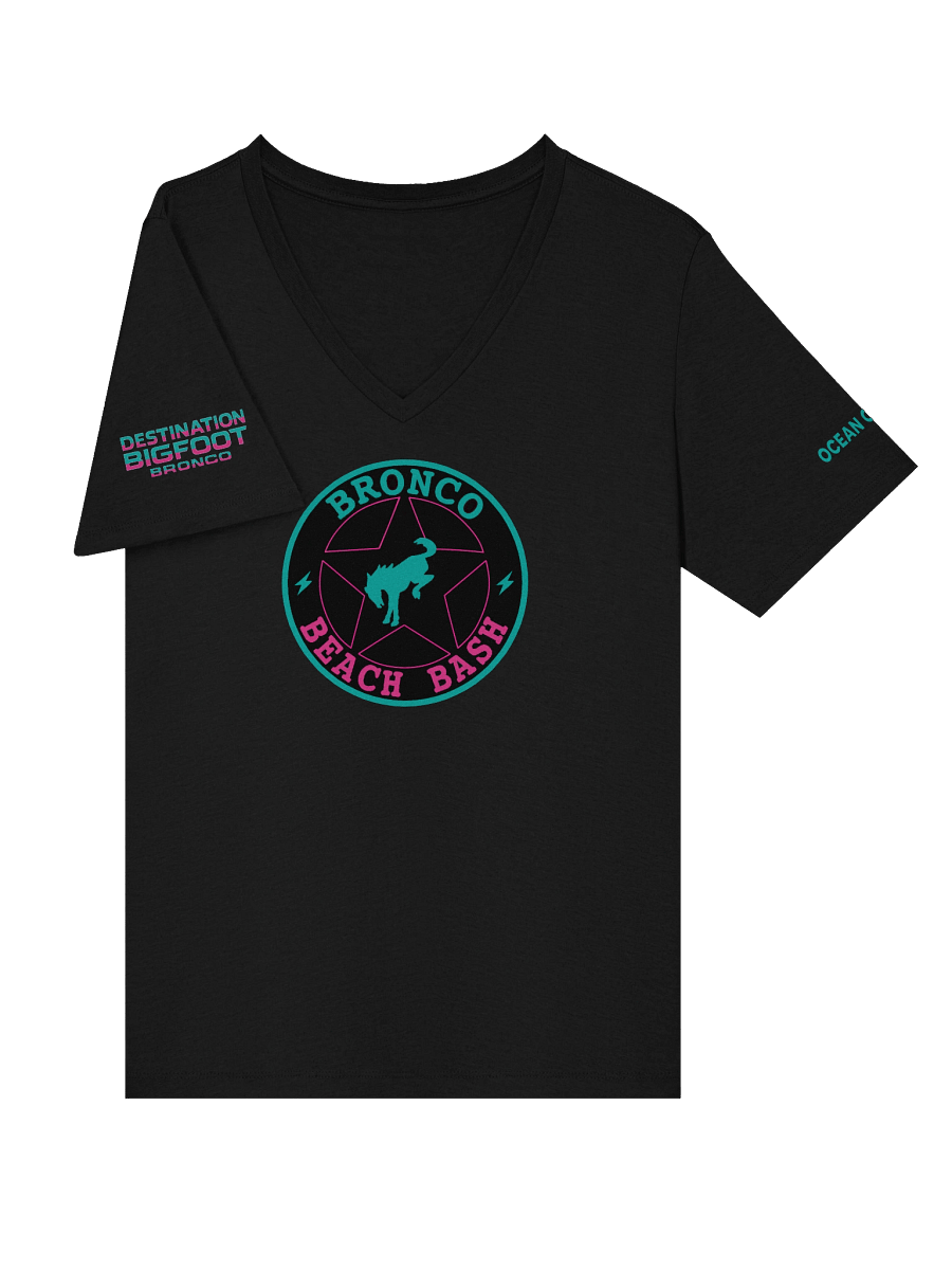 2025 Bronco Beach Bash Ocean City / Destination Bigfoot Bronco Collab | Women's Relaxed V-Neck T-Shirt (Multiple Color Options) product image (5)