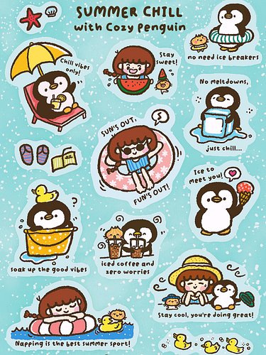 🐧Cozy Penguin is here to remind us to chill! “Do less and get more” is his favourite self-care mantra!🧊😙🍧✨

💌 This sticker sh...