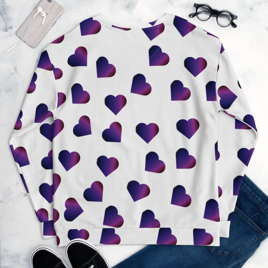 Abstract Love Pattern Purple Hearts on a White Background Unisex Sweatshirt product image (11)