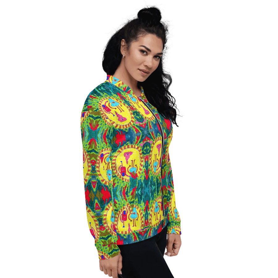 Abstract Doodle Folk Unisex Bomber Jacket product image (3)