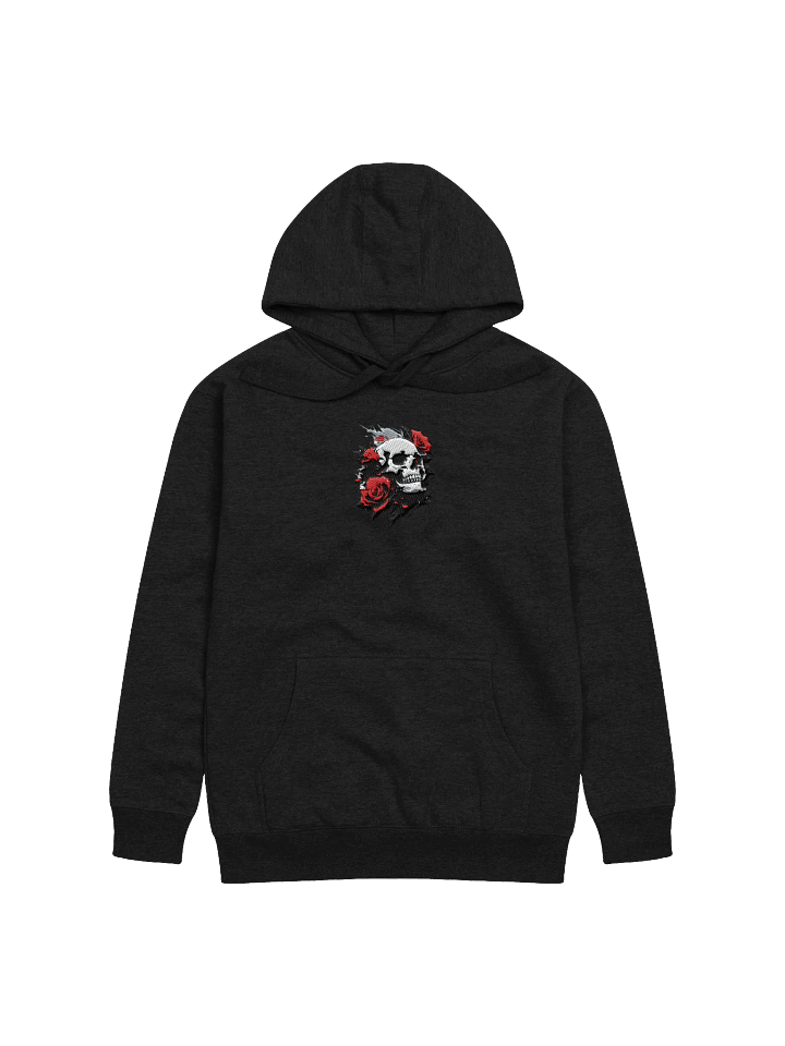 Rose-Adorned Skull Center Embroidered Hoodie product image (57)