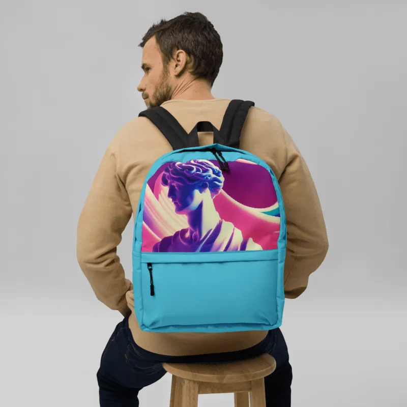 Greek God retrowave city Pop backpack Sky Blue product image (3)