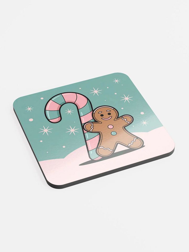 Festive Candy Cane and Gingerbread Man Cork Coaster product image (2)