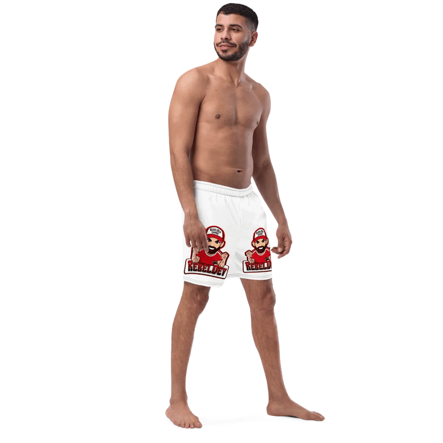 RebelDev white swim trunks product image (5)