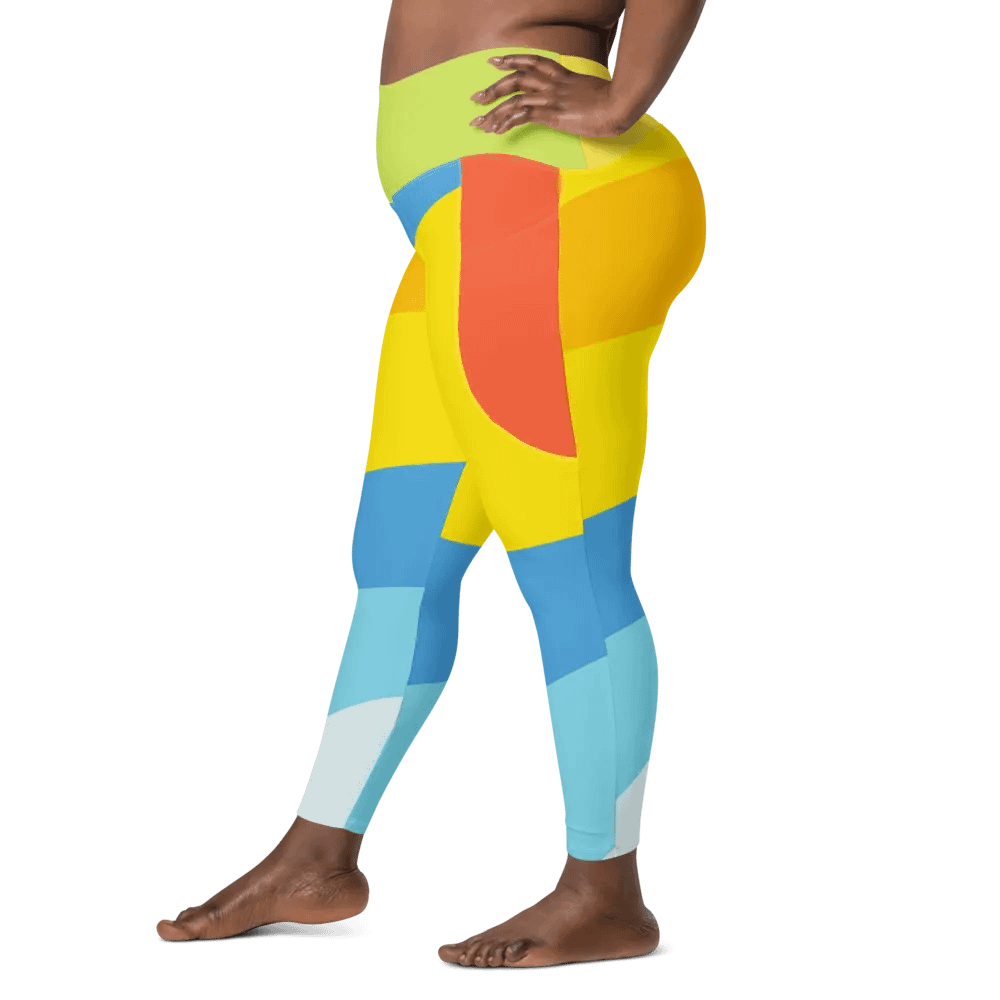 All-Over Yellow/Orange/Aqua Geometric Leggings product image (9)